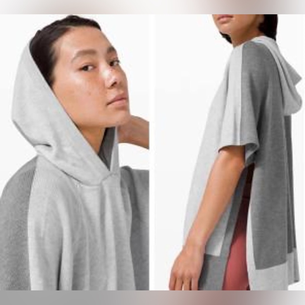 Lululemon Opened Up Poncho Gray Oversized Hooded Short Sleeve sz S/XS